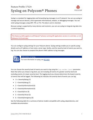 Syslog on Polycom Phones (Feature Profile 17124)