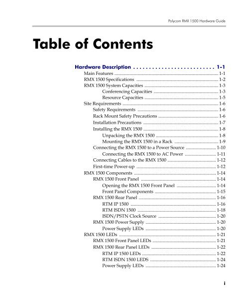 RMX 1500 Hardware Guide.book - Polycom