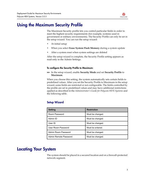 Deployment Guide for Maximum Security Environments - Polycom