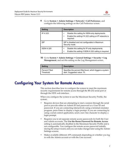 Deployment Guide for Maximum Security Environments - Polycom