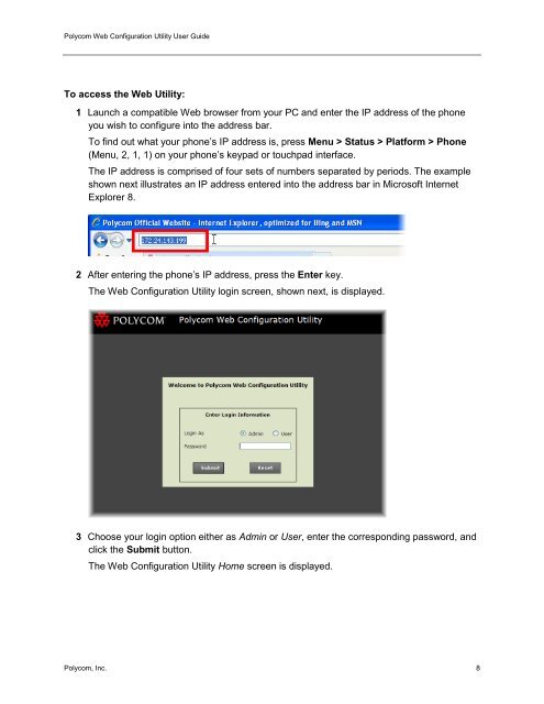 Web Configuration Utility User Guide - Polycom