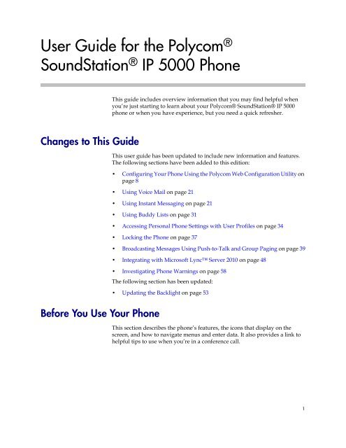 User Guide for the Polycom SoundStation IP 5000 Phone