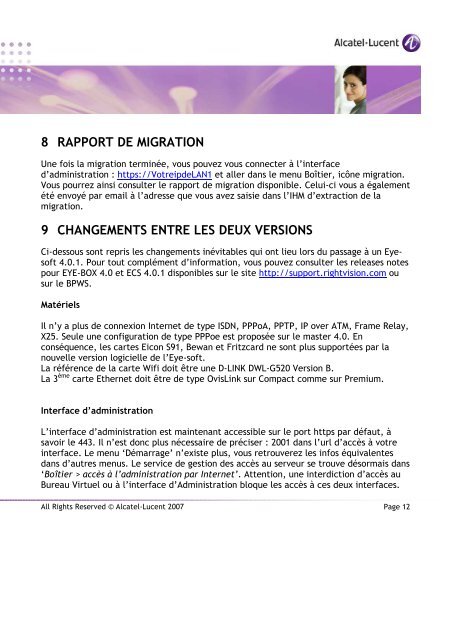 Extended Communication server - Alcatel-Lucent Eye-box Support