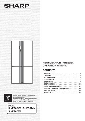 SJ-FP624V SJ-FP676V SJ-FB624V - Sharp Australia Support ...