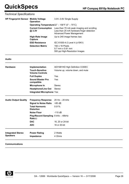 QuickSpecs - Info Quest Technologies