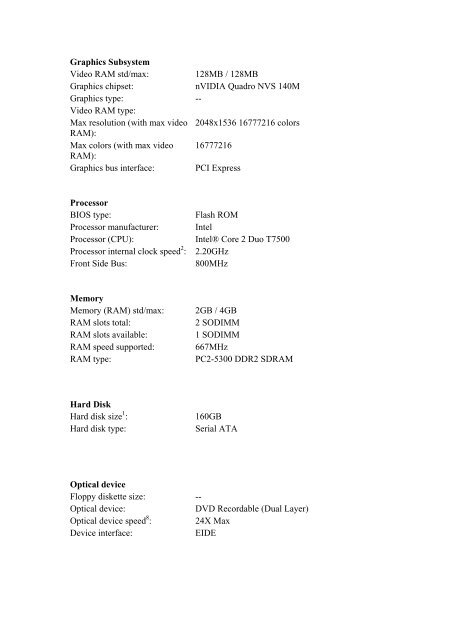 ThinkPad T61 Model Name: 64608NG Part Number: NH38Nxx ...