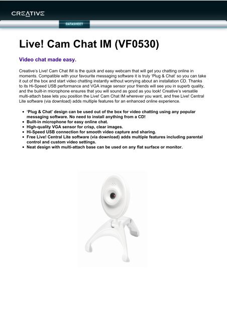 CREATIVE LIVE CAM CHAT IM VF0530 64BIT DRIVER CREATIVE LIVE CAM CHAT IM VF0530 DRIVERS FOR WINDOWS 10