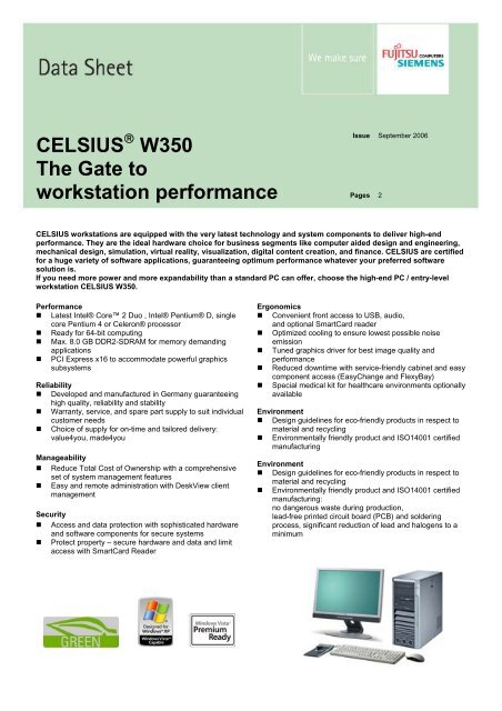 CELSIUS W350 The Gate to workstation performance