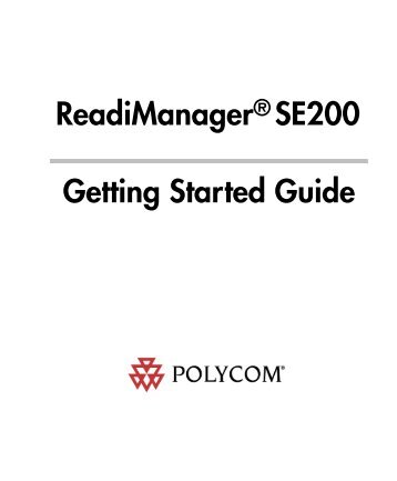 ReadiManager Getting Started Guide - Polycom Support