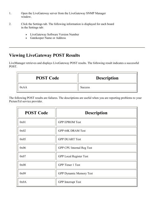 PictureTel LiveGateway Version 3.1 Online ... - Polycom Support