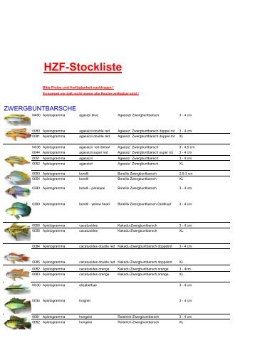 HZF-Stockliste