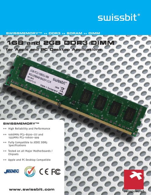 1gb And 2gb Ddr3 Dimm Swissbit