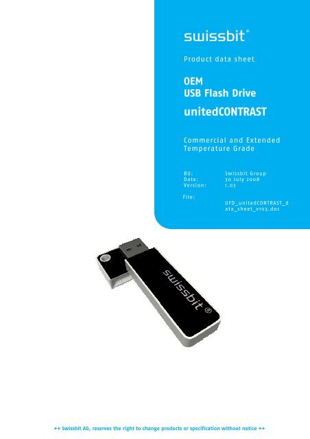 USB Flash Drive unitedCONTRAST 256MByte – 8GByte - Swissbit