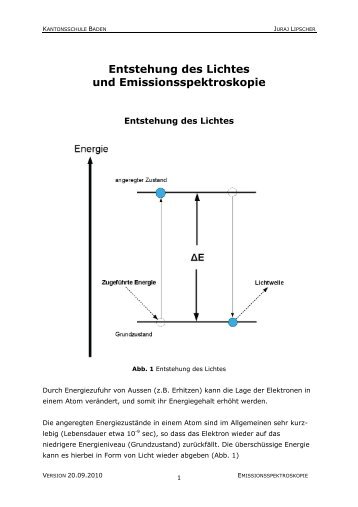 Entstehung des Lichtes und Emissionsspektroskopie - SwissEduc