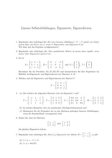 Lineare Selbstabbildungen, Eigenwerte, Eigenvektoren - SwissEduc