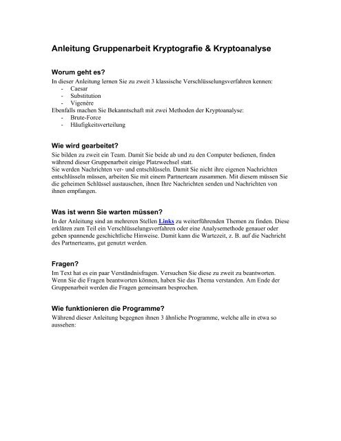 Gruppenarbeit-Anleitung - Pdf - Swisseduc