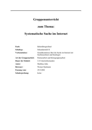 Systematische Suche im Internet - SwissEduc