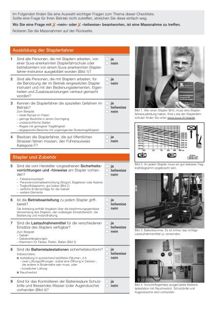 Checkliste Gabelstapler mit Fahrersitz