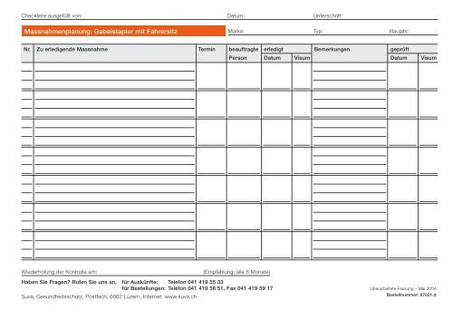 Checkliste Gabelstapler mit Fahrersitz