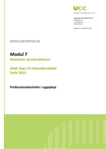 Modul 7 - Sygeplejerskeuddannelsen Nordsjælland ...