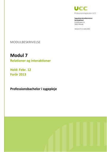 Modul 7 - Sygeplejerskeuddannelsen Nordsjælland