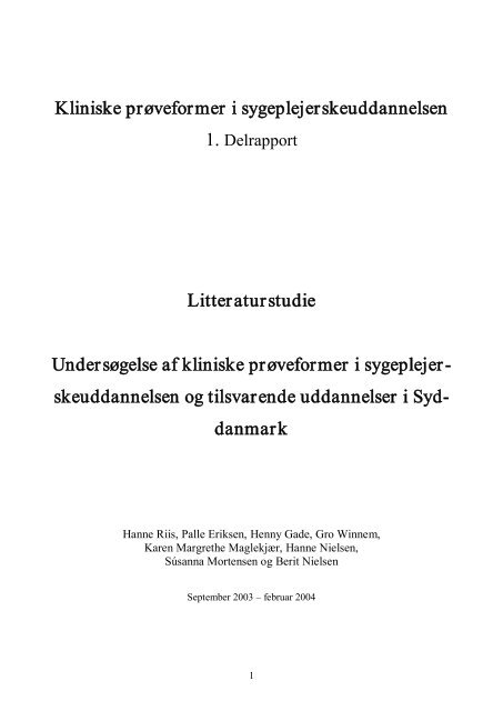 Kliniske prøveformer i sygeplejerskeuddannelsen Litteraturstudie ...