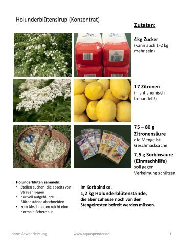 Rezept Holunderblütensirup - Aquaspender