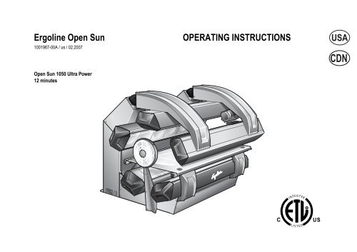 Ergoline Open Sun OPERATING INSTRUCTIONS - Tanning-bed ...