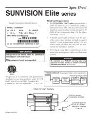 Spec Sheet SUNVISION Elite series - Tanning-bed-parts.com