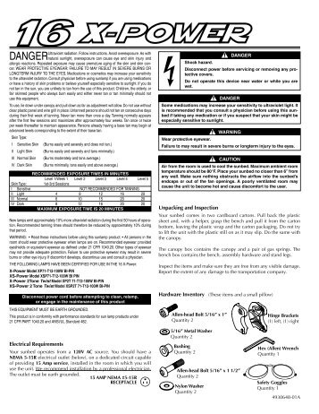 Electrical Requirements Unpacking and Inspection - Tanning-bed ...