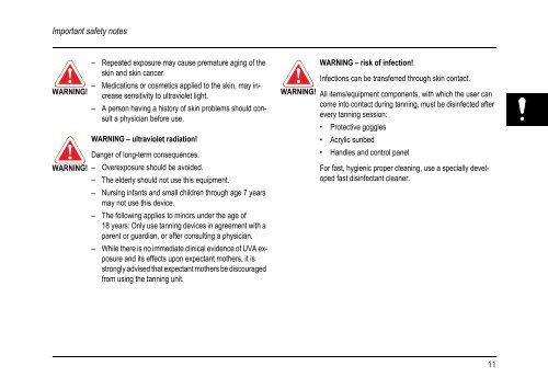 Operating Instructions - Tanning-bed-parts.com