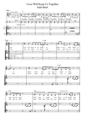 Love Will Keep Us Together lead sheet