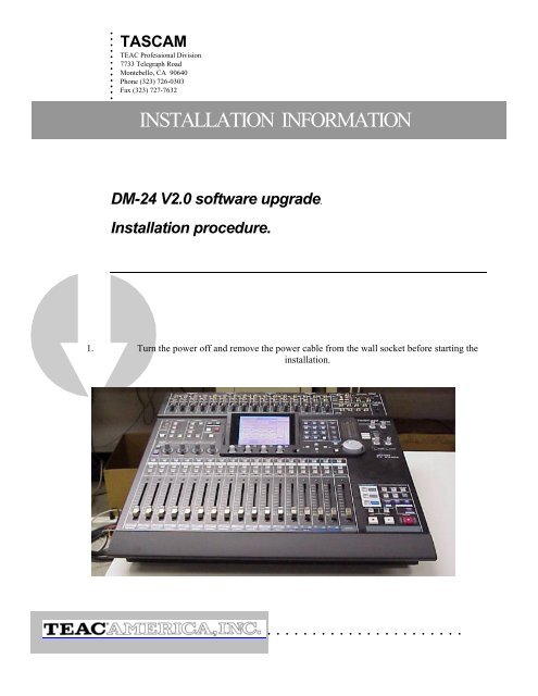 DM-24 Installation and Use EPROM Replacement ... - Tascam