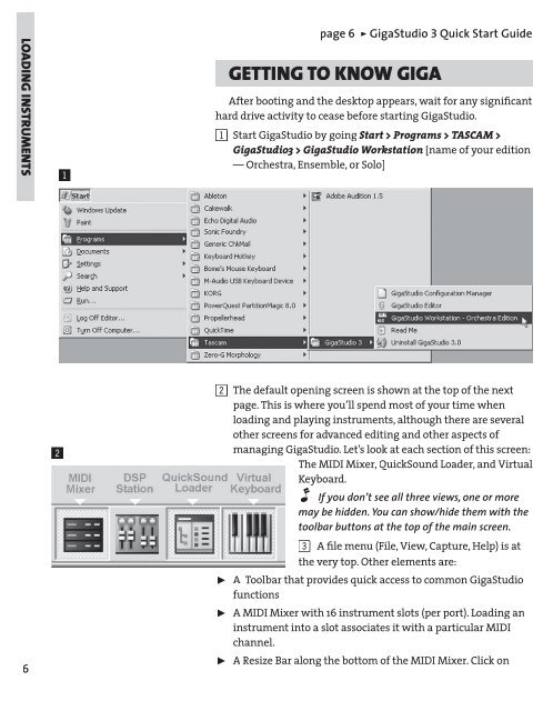 GigaStudio 3 Installation and Use: QuickStart Guide - 4.37 - Tascam