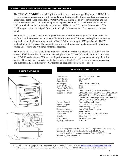 CD Duplicators - Tascam