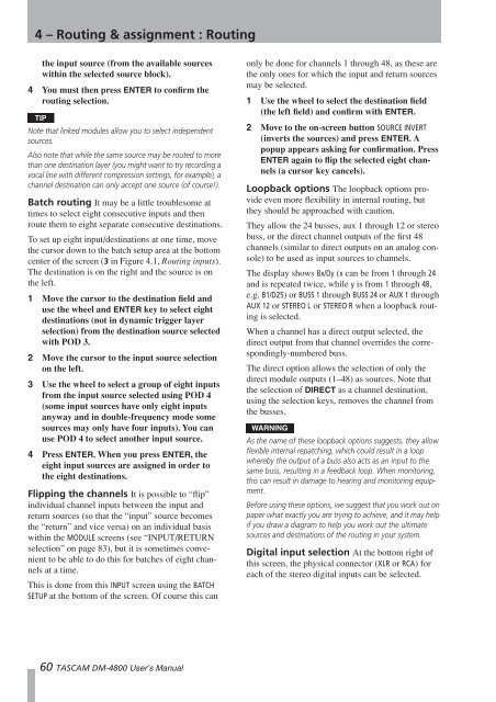 DM-4800 OWNER'S MANUAL - zZounds.com - Tascam