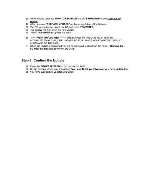 The Steps for Updating the 2488 - Tascam