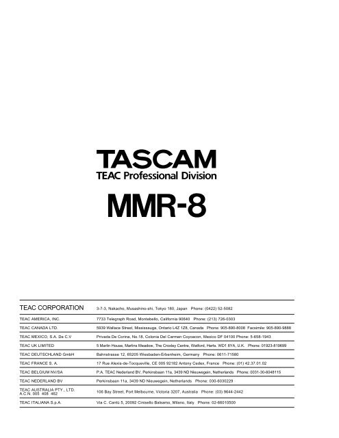 Modular Multitrack Recorder - Tascam