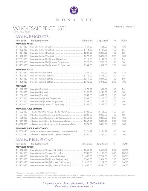 WHOLESALE PRICE LIST*