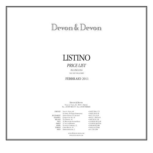 Devon&Devon_LISTINO_2011_GENERALE