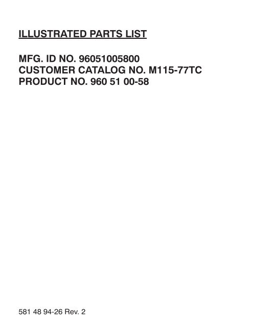 IPL, McCulloch, M115-77TC, 96051005800, 2012-11, Tractor