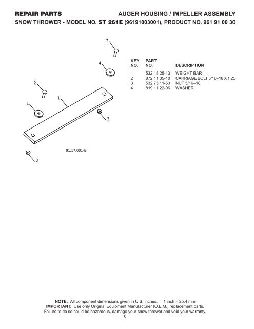 IPL, ST261 E, 96191003001, 2009-08, Snow Thrower