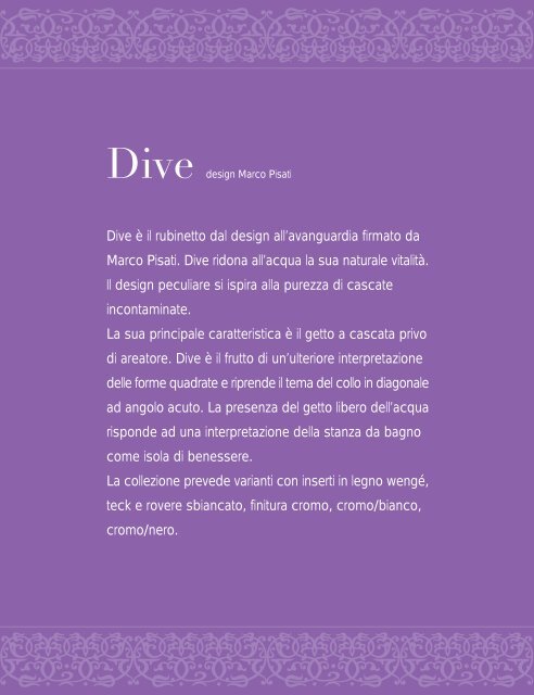 Dive è il rubinetto dal design all'avanguardia firmato da Marco Pisati ...