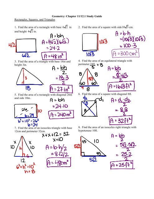 geometry chapter 11 homework answers