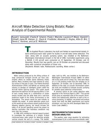 Aircraft Wake Detection Using Bistatic Radar: Analysis of ...