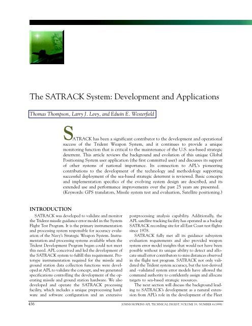 The SATRACK System: Development and Applications