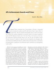 APL Achievement Awards and Prizes - Johns Hopkins APL ...