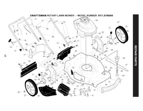 Craftsman Model 917 Mower Parts Numbers
