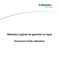 Webasto Logiciel de garantie en ligne - Techwebasto.com