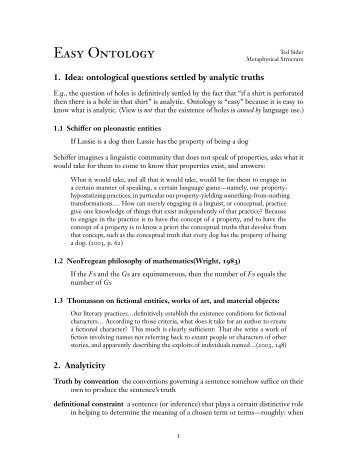 EAsy OntoloGy - Ted Sider